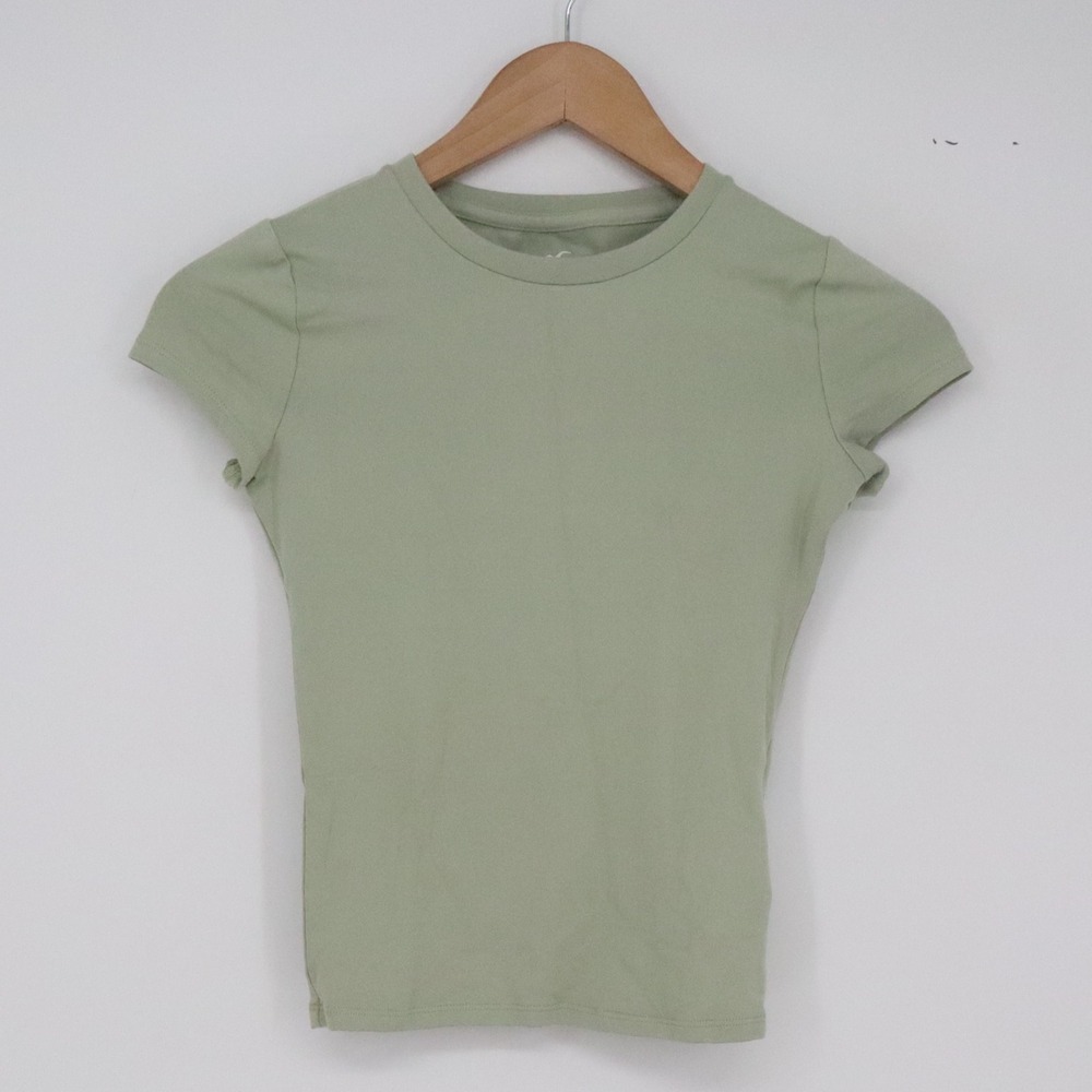 Hollister T-Shirt Womens XXS Long Basic Sage Green Stretch